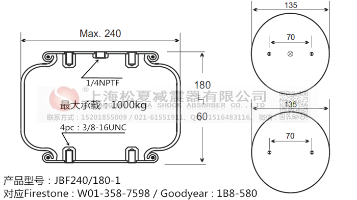 JBF240-180-1橡膠<a href='http://www.brandnew-swimwear.com/' target='_blank'><u>空氣彈簧</u></a>