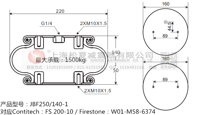 JBF250/140-1橡膠<a href='http://www.brandnew-swimwear.com/' target='_blank'><u>空氣彈簧</u></a>